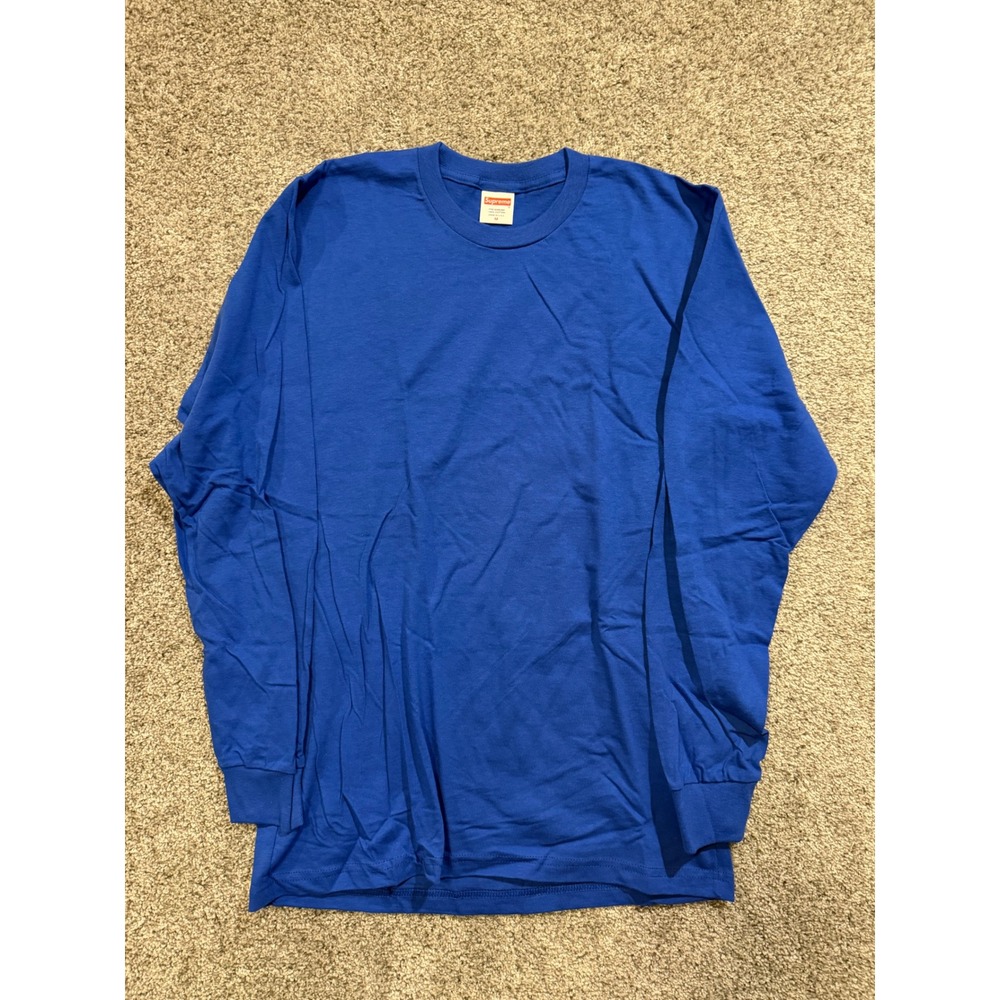 Supreme T-Shirt Mens Medium Royal Blue Long Sleeve Pre Shrunk‎ Cotton Made USA